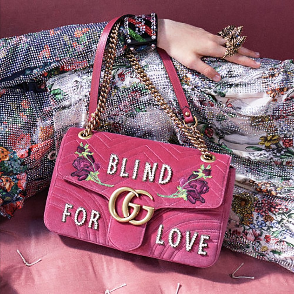 Gucci GG Marmont Pearl Embellished Embroiled Bag
